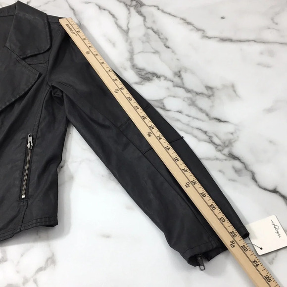 Halogen Black Front Zip‎ Cotton Biker Moto Jacket - Picture 9 of 14